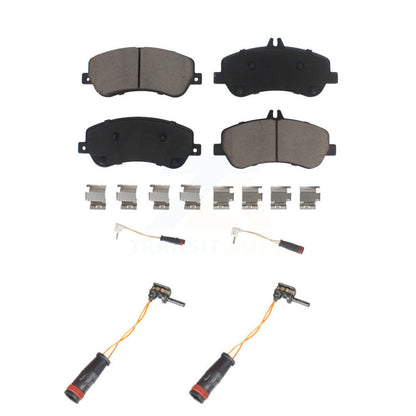 Ceramic Disc Brake Pad Extra Wear Sensor Pair Front Kit For Mercedes-Benz GLK350