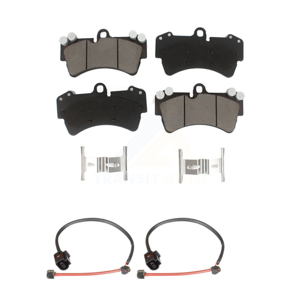 Ceramic Disc Brake Pads And Wear Sensor Pairs Front Kit For Porsche Cayenne