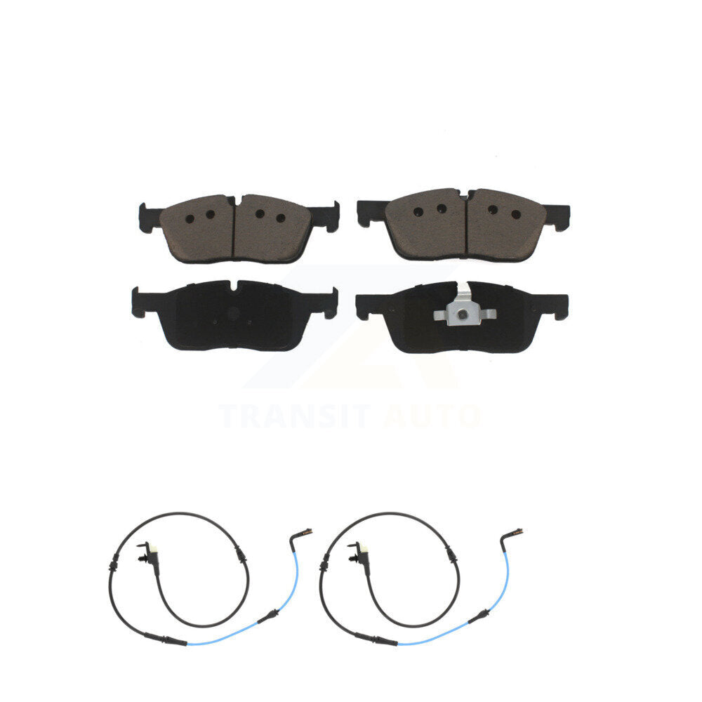 Ceramic Disc Brake Pads And Wear Sensor Pairs Front Kit For Jaguar XE XF