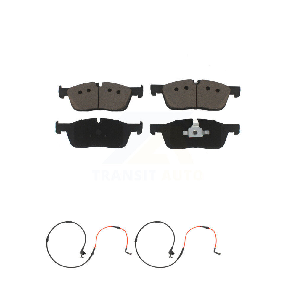 Ceramic Disc Brake Pads And Wear Sensor Pairs Front Kit For Jaguar XE