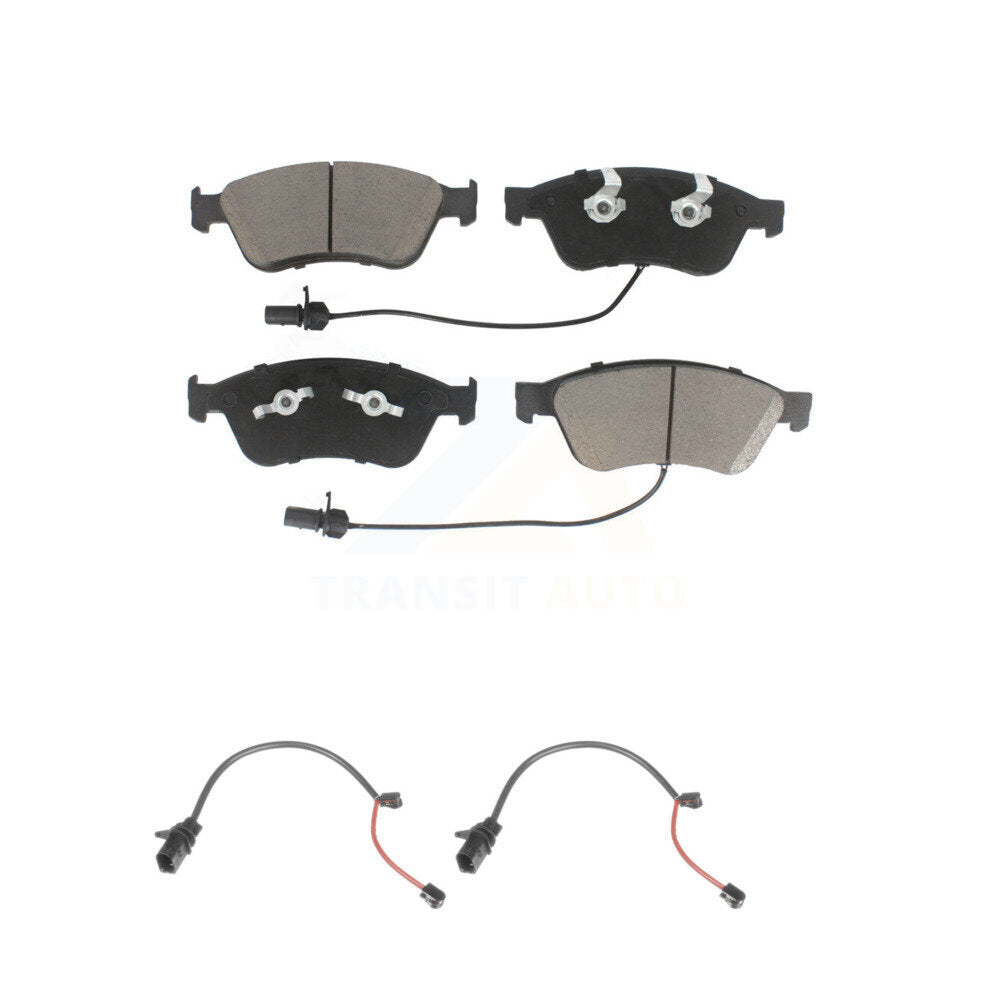 Ceramic Disc Brake Pads & Extra Wear Sensor Pair Front Kit For 2011 Audi S6 5.2L