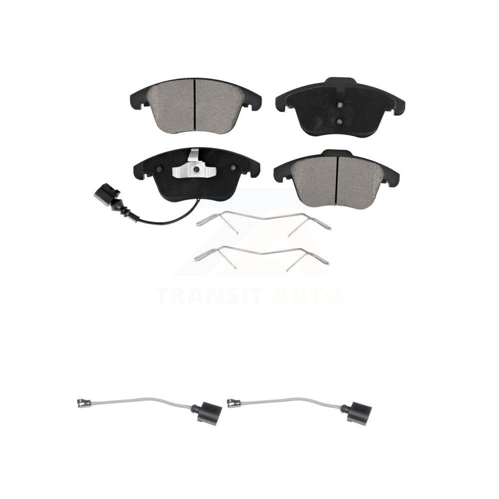 Ceramic Brake Pad Extra Wear Sensor Pair Front Kit For Volkswagen Tiguan Limited