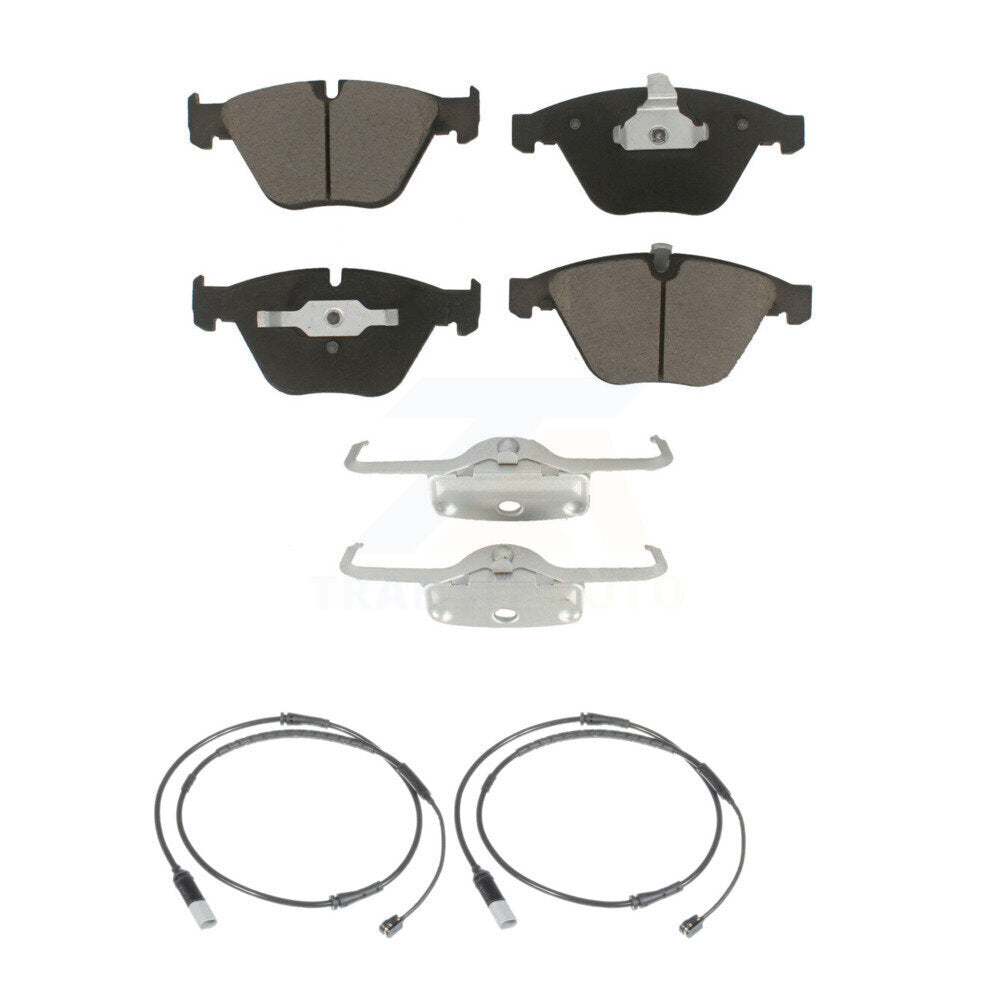 Ceramic Brake Pads & Wear Sensor Pair Front Kit For 2010 BMW 535i Base with 3.0L