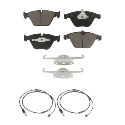 Ceramic Brake Pads & Wear Sensor Pair Front Kit For 2010 BMW 535i Base with 3.0L
