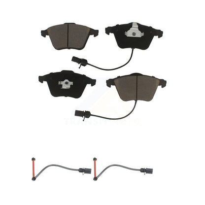 Ceramic Disc Brake Pad Extra Wear Sensor Pair Front Kit For 2011 Audi A6 Quattro