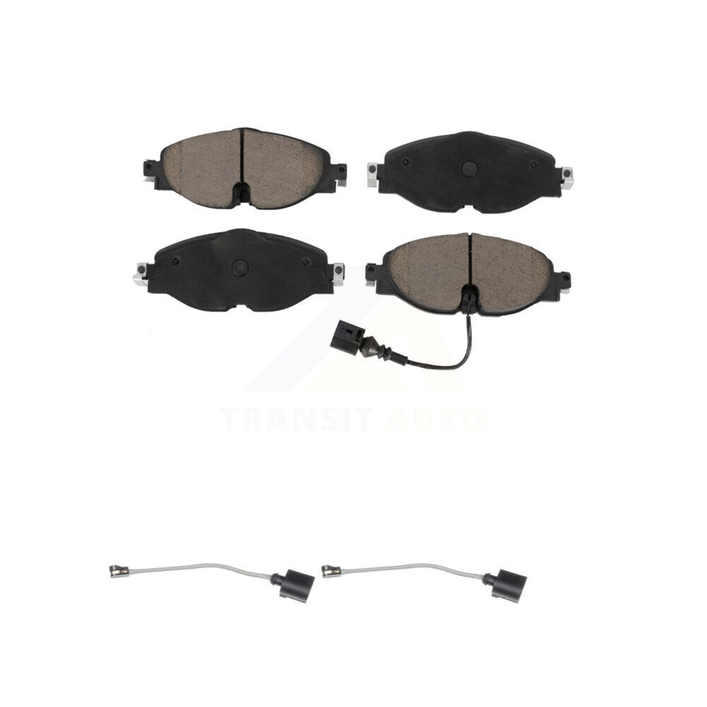 Ceramic Brake Pad Extra Wear Sensor Pair Front Kit For Volkswagen Jetta Golf GTI