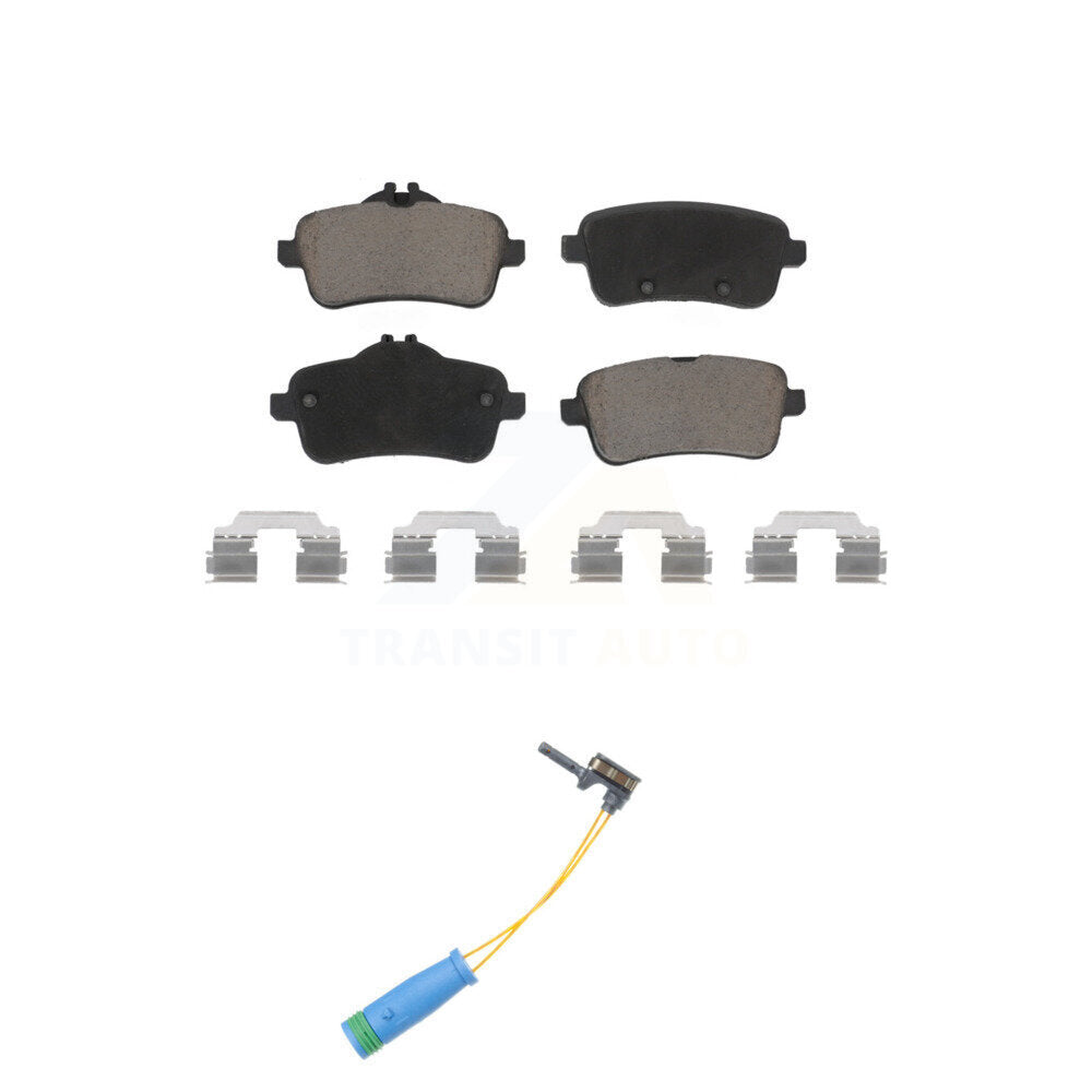 Ceramic Brake Pads & Wear Sensor Rear Kit For 14-19 Mercedes-Benz CLA45 AMG 2.0L