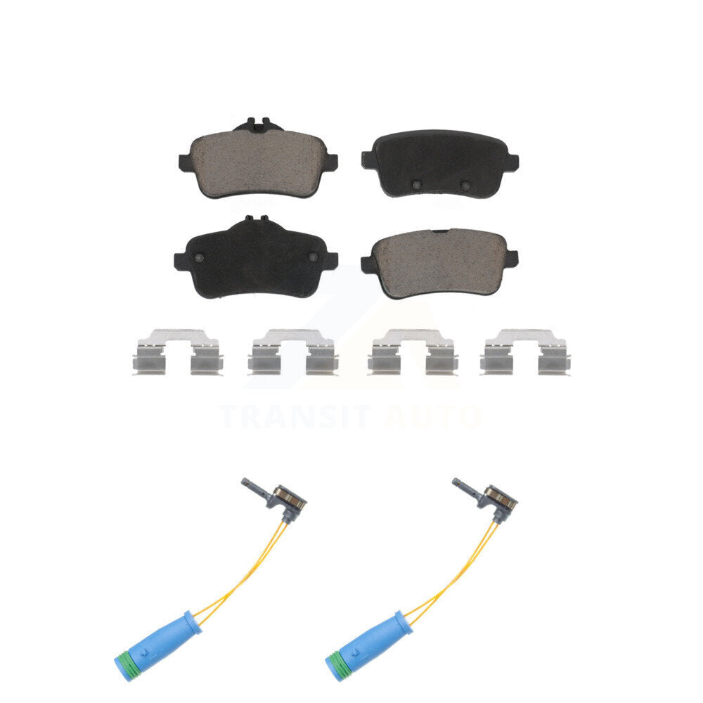 Ceramic Brake Pads & Wear Sensor Rear Kit For 14-19 Mercedes-Benz CLA45 AMG 2.0L