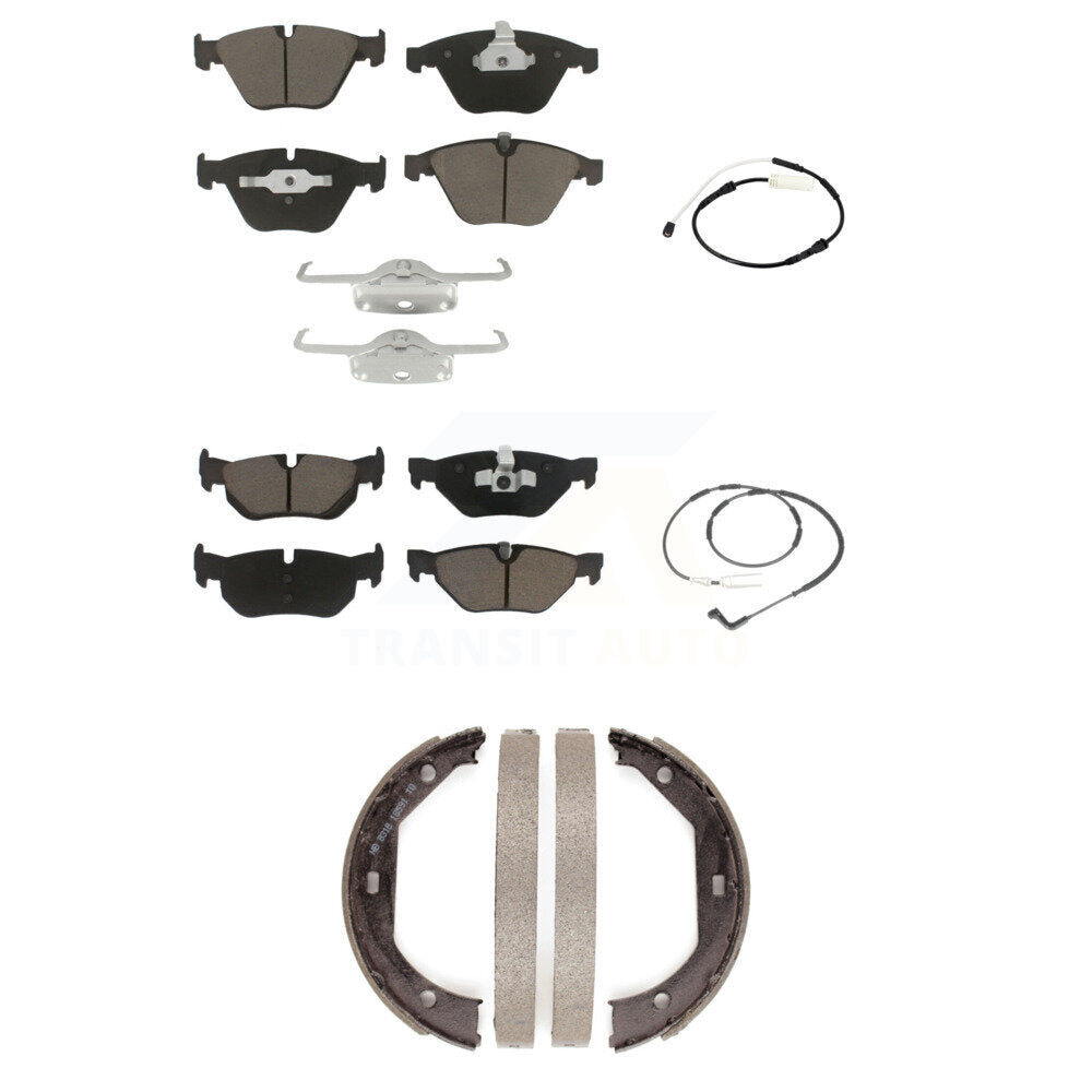 Ceramic Disc Brake Pads And Wear Sensors Front Rear Kit (5Pc) For BMW 328i