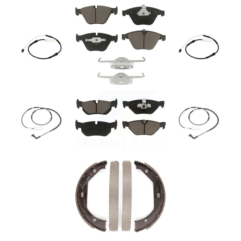 Ceramic Disc Brake Pads And Wear Sensors Front Rear Kit (7Pc) For BMW 328i