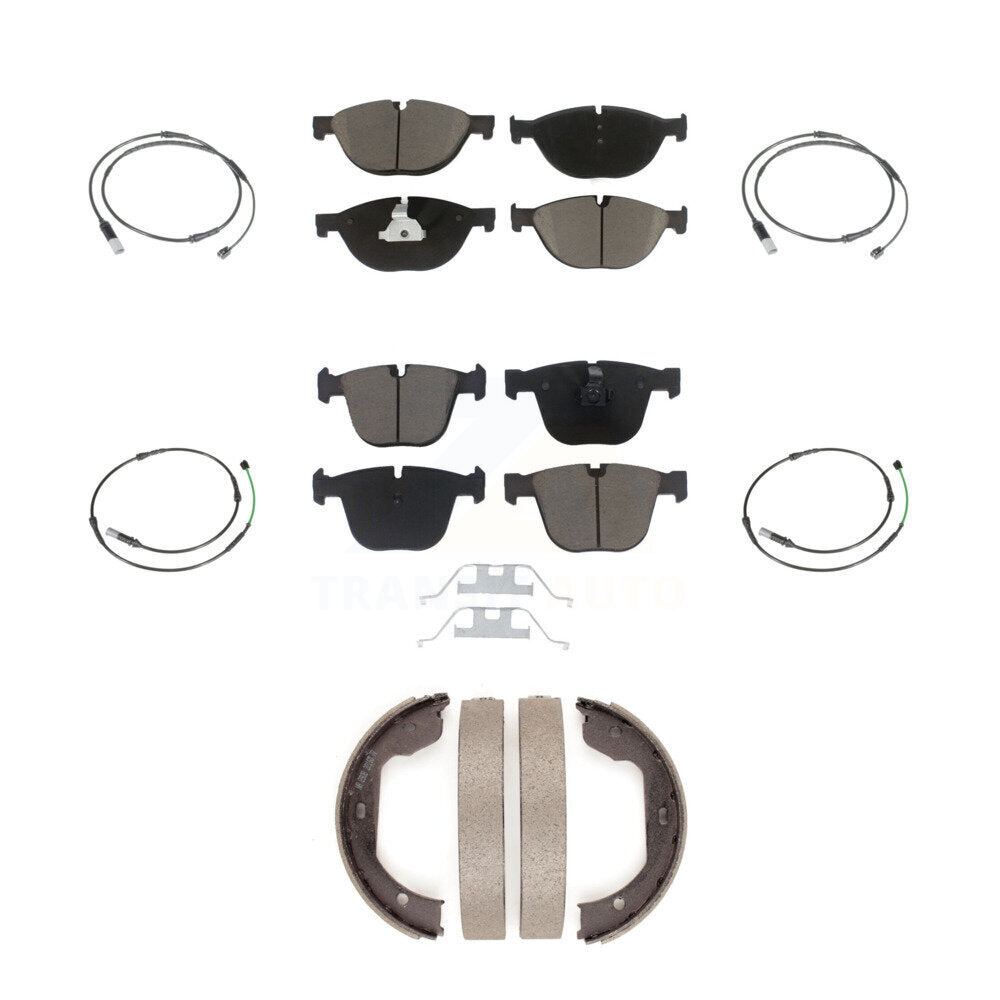 Ceramic Brake Pad & Wear Sensor Front Rear Kit (7Pc) For BMW 535i GT xDrive 550i