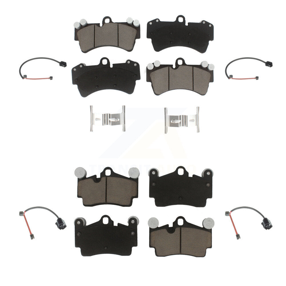 Ceramic Disc Brake Pads & Wear Sensor Front Rear Kit For Audi Q7 Porsche Cayenne