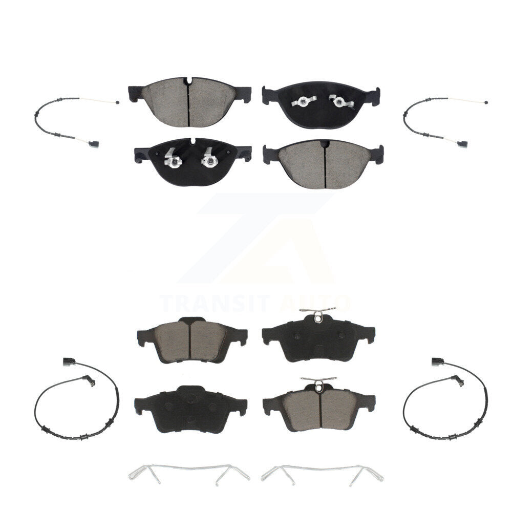 Ceramic Disc Brake Pads And Wear Sensors Front Rear Kit For Jaguar XJ