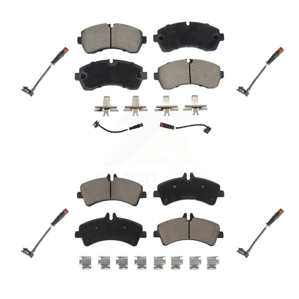 Ceramic Brake Pads Extra Wear Sensor Front Rear Kit For Dodge Sprinter 3500 3.0L