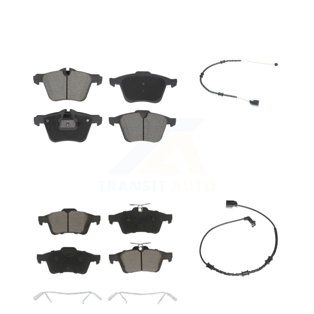 Ceramic Disc Brake Pads And Wear Sensors Front Rear Kit For Jaguar XJ