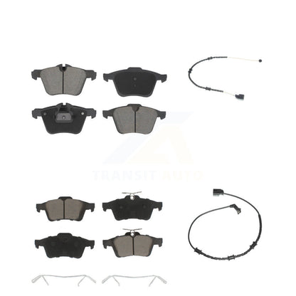 Ceramic Disc Brake Pads And Wear Sensors Front Rear Kit For Jaguar XJ