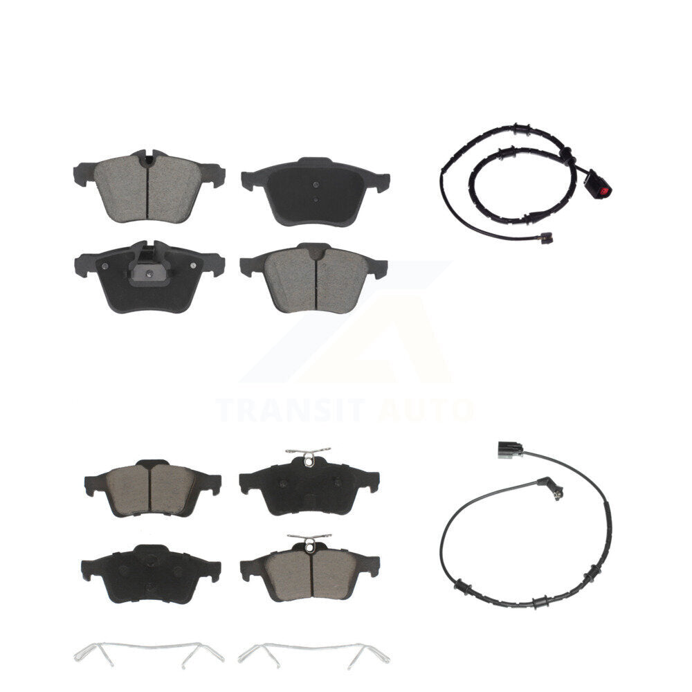 Ceramic Disc Brake Pads And Wear Sensors Front Rear Kit For Jaguar XJ