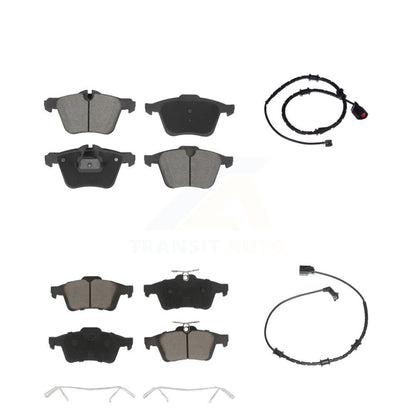 Ceramic Disc Brake Pads And Wear Sensors Front Rear Kit For Jaguar XJ