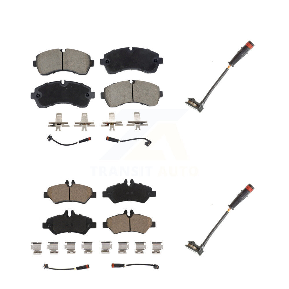 Ceramic Brake Pads Extra Wear Sensor Front Rear Kit For Dodge Sprinter 3500 3.0L
