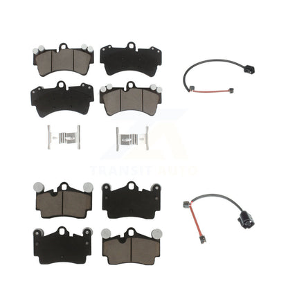 Ceramic Disc Brake Pads & Wear Sensor Front Rear Kit For Audi Q7 Porsche Cayenne