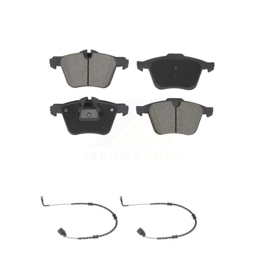 Ceramic Disc Brake Pads And Wear Sensor Pairs Front Kit For Jaguar XF XJ