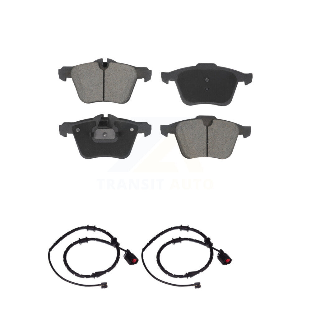 Ceramic Disc Brake Pads And Wear Sensor Pairs Front Kit For Jaguar XJ