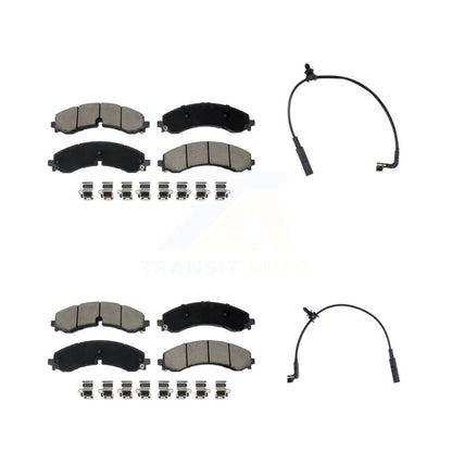 Ceramic Brake Pads & Wear Sensor Front Rear Kit For GMC Chevrolet Sierra 2500 HD