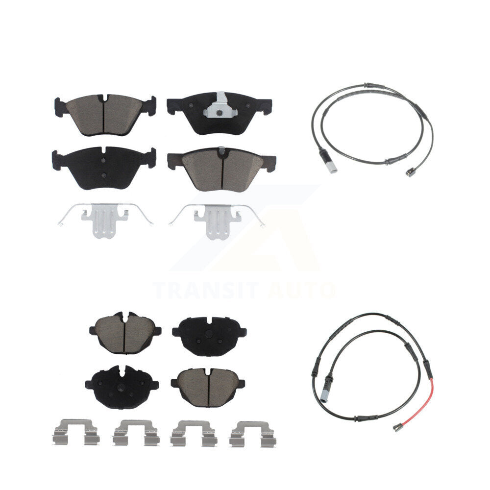 Ceramic Disc Brake Pads And Wear Sensors Front Rear Kit For BMW 528i