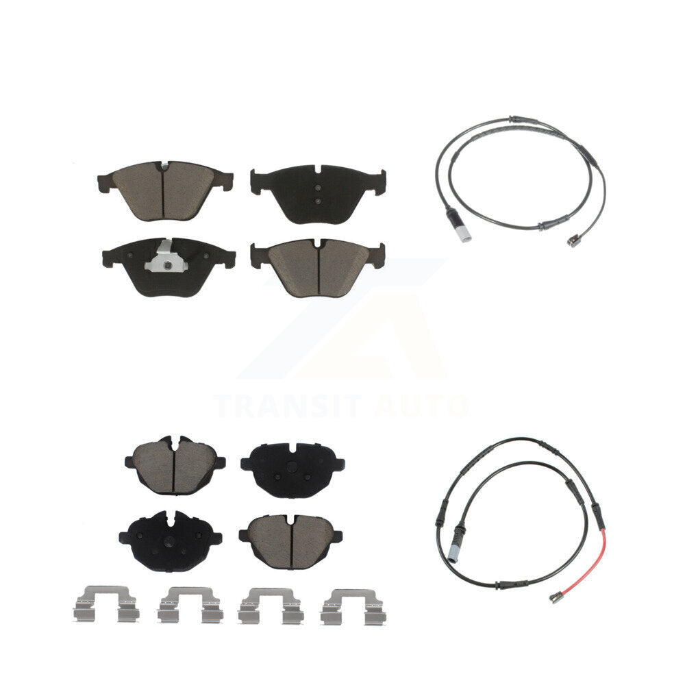 Ceramic Disc Brake Pads & Wear Sensor Front Rear Kit For 2014-2016 BMW 528i 535d