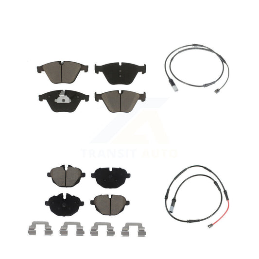 Ceramic Disc Brake Pads & Wear Sensor Front Rear Kit For 2014-2016 BMW 528i 535d