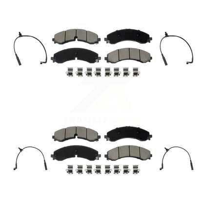 Ceramic Brake Pads & Wear Sensor Front Rear Kit For GMC Chevrolet Sierra 2500 HD