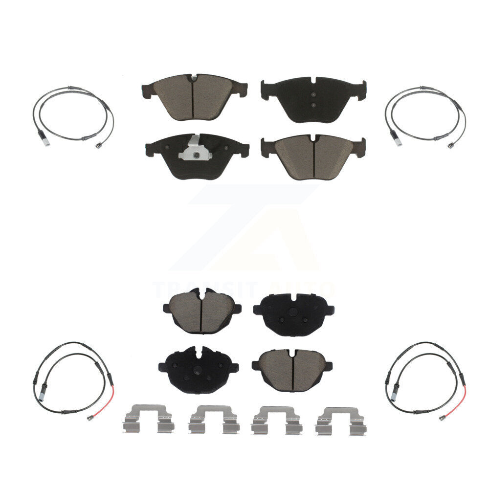 Ceramic Disc Brake Pads & Wear Sensor Front Rear Kit For 2014-2016 BMW 528i 535d