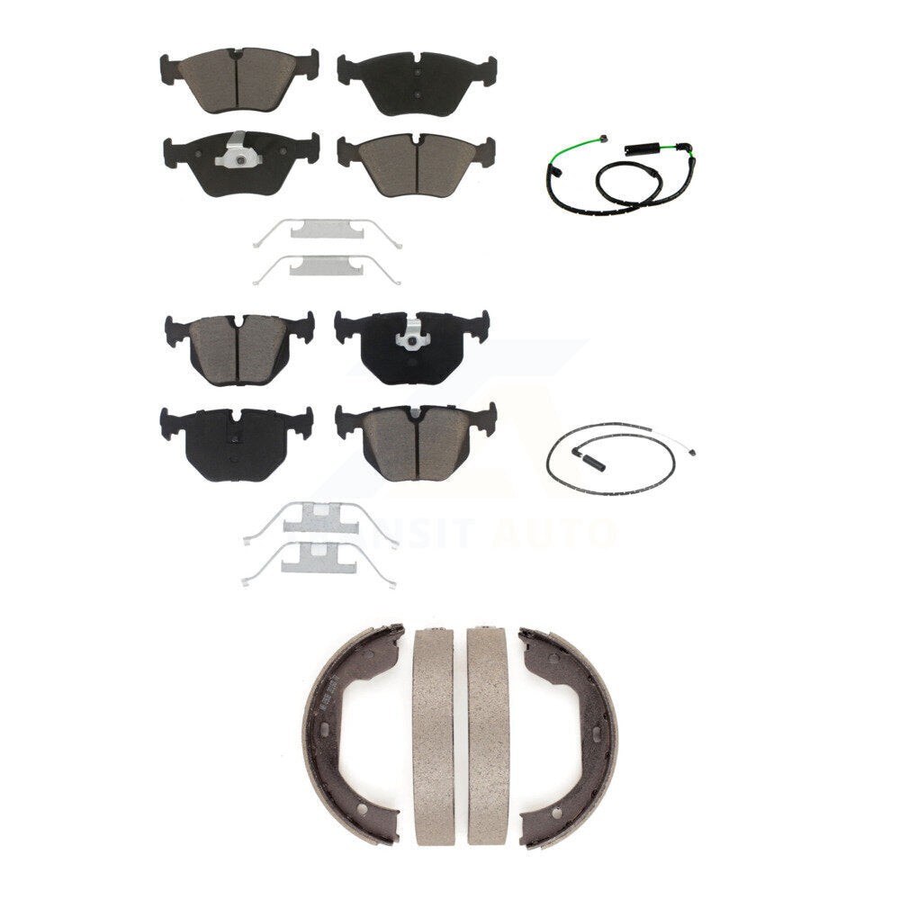 Ceramic Disc Brake Pads And Wear Sensors Front Rear Kit (5Pc) For BMW X3 3.0L