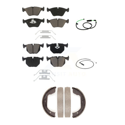 Ceramic Disc Brake Pads And Wear Sensors Front Rear Kit (5Pc) For BMW X3 3.0L