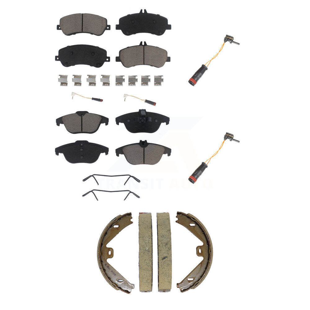 Ceramic Disc Brake Pads Extra Wear Sensor Front Rear Kit (5Pc) For Mercedes-Benz