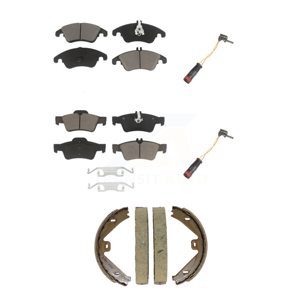 Ceramic Brake Pad & Wear Sensor Front Rear Kit (5Pc) For Mercedes-Benz E350 E250