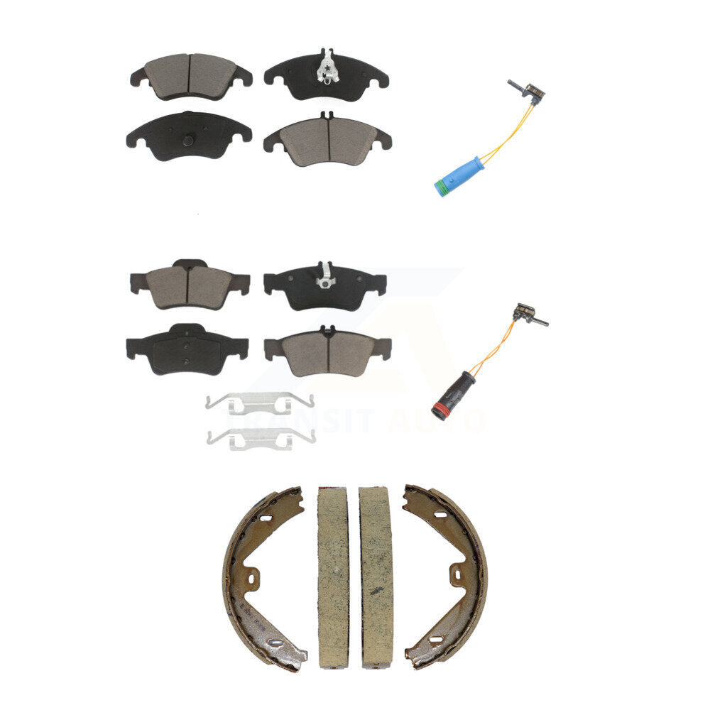 Ceramic Disc Brake Pad & Wear Sensor Front Rear Kit (5Pc) For Mercedes-Benz E400