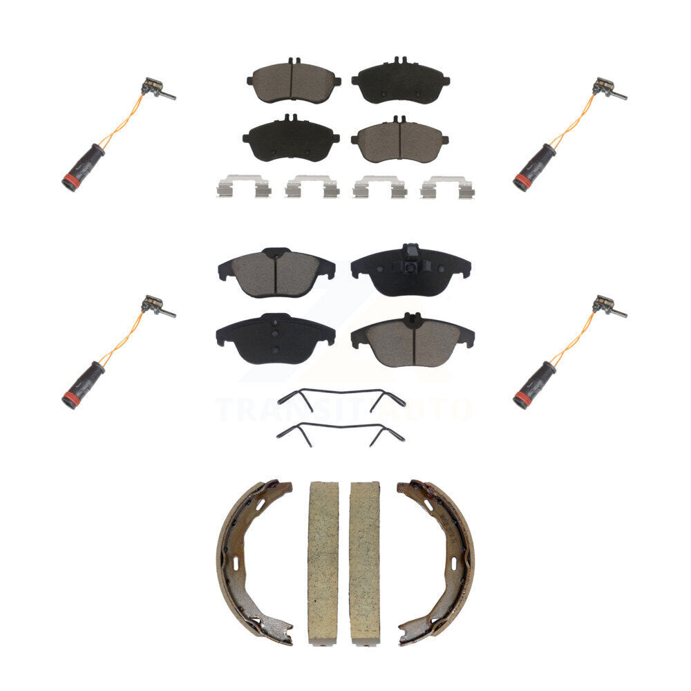 Ceramic Brake Pad & Wear Sensor Front Rear Kit (7Pc) For Mercedes-Benz C300 C250