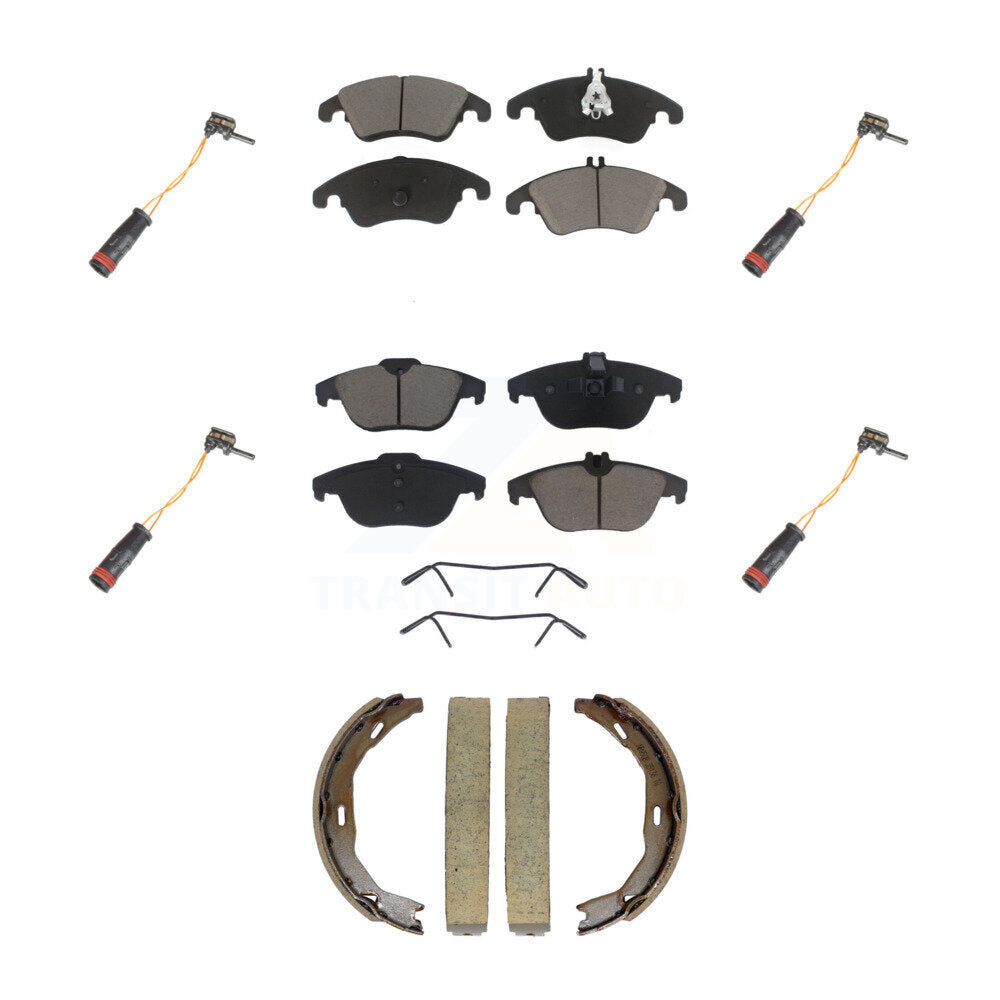 Ceramic Brake Pad & Wear Sensor Front Rear Kit (7Pc) For Mercedes-Benz C300 C350