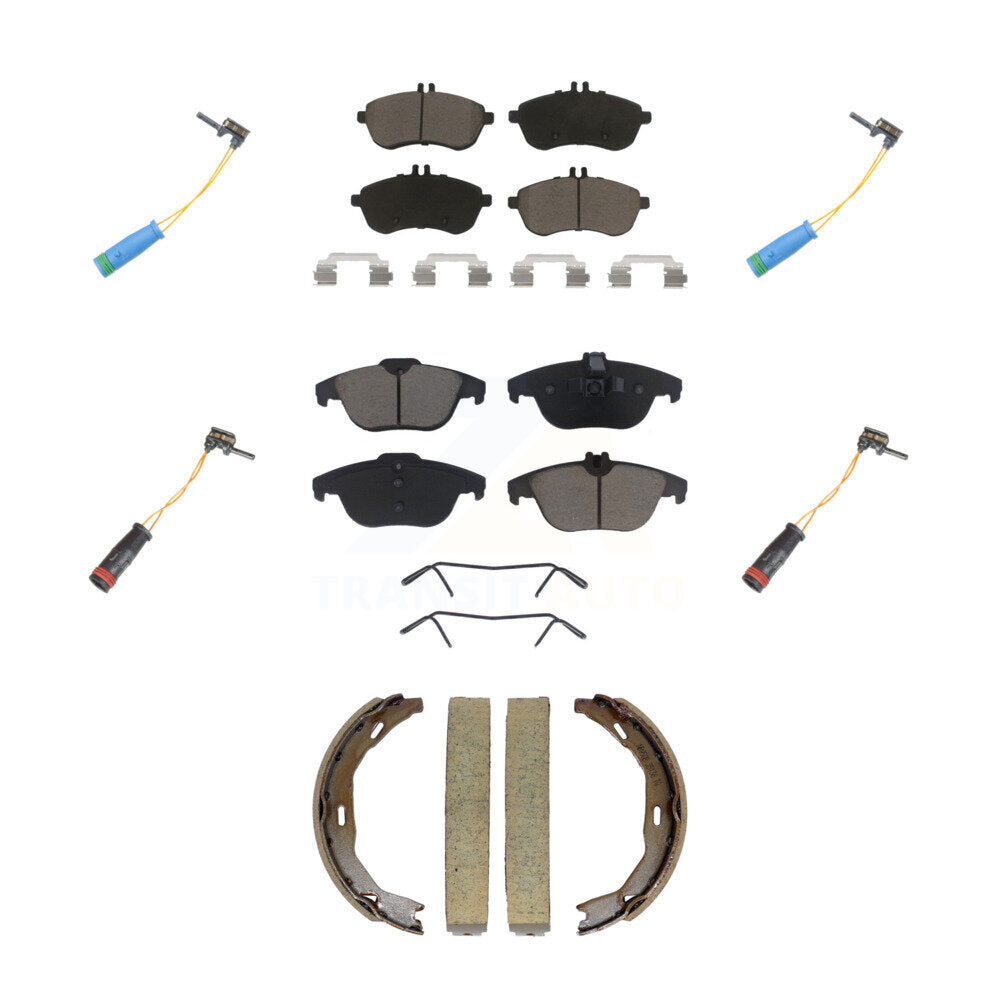 Ceramic Brake Pad & Wear Sensor Front Rear Kit (7Pc) For Mercedes-Benz C250 1.8L
