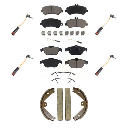Ceramic Disc Brake Pads Extra Wear Sensor Front Rear Kit (7Pc) For Mercedes-Benz