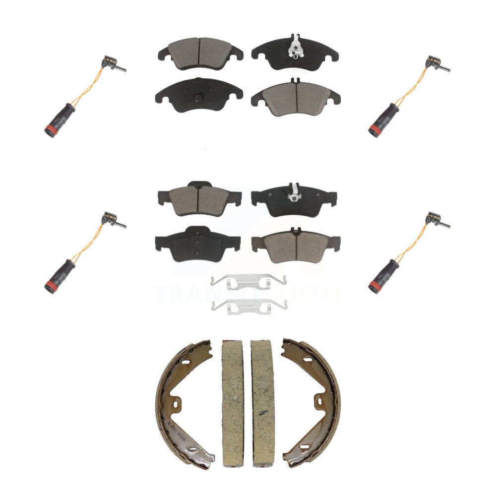 Ceramic Brake Pad & Wear Sensor Front Rear Kit (7Pc) For Mercedes-Benz E350 E250