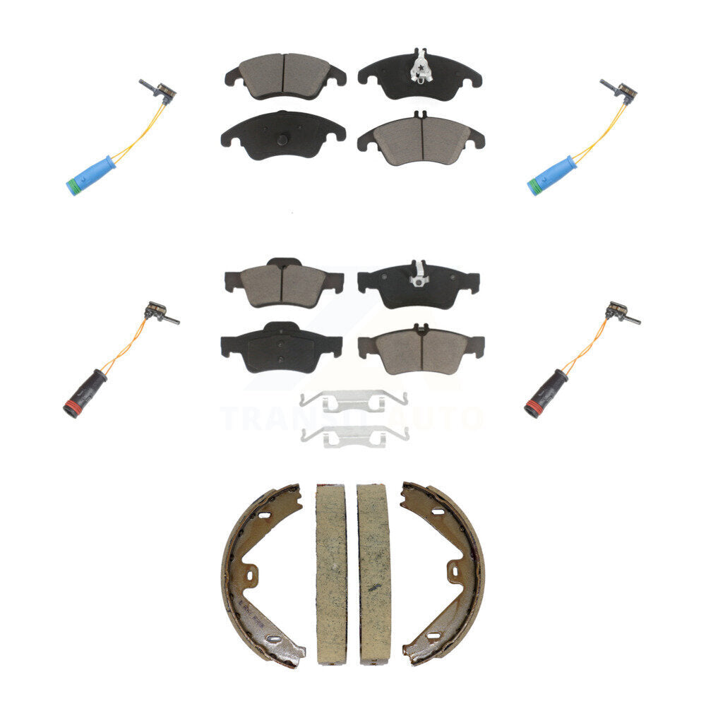 Ceramic Disc Brake Pad & Wear Sensor Front Rear Kit (7Pc) For Mercedes-Benz E400