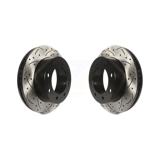 Drilled Slot Disc Brake Rotors Front Pair For Ford F-350 Super Duty F-250 F-450