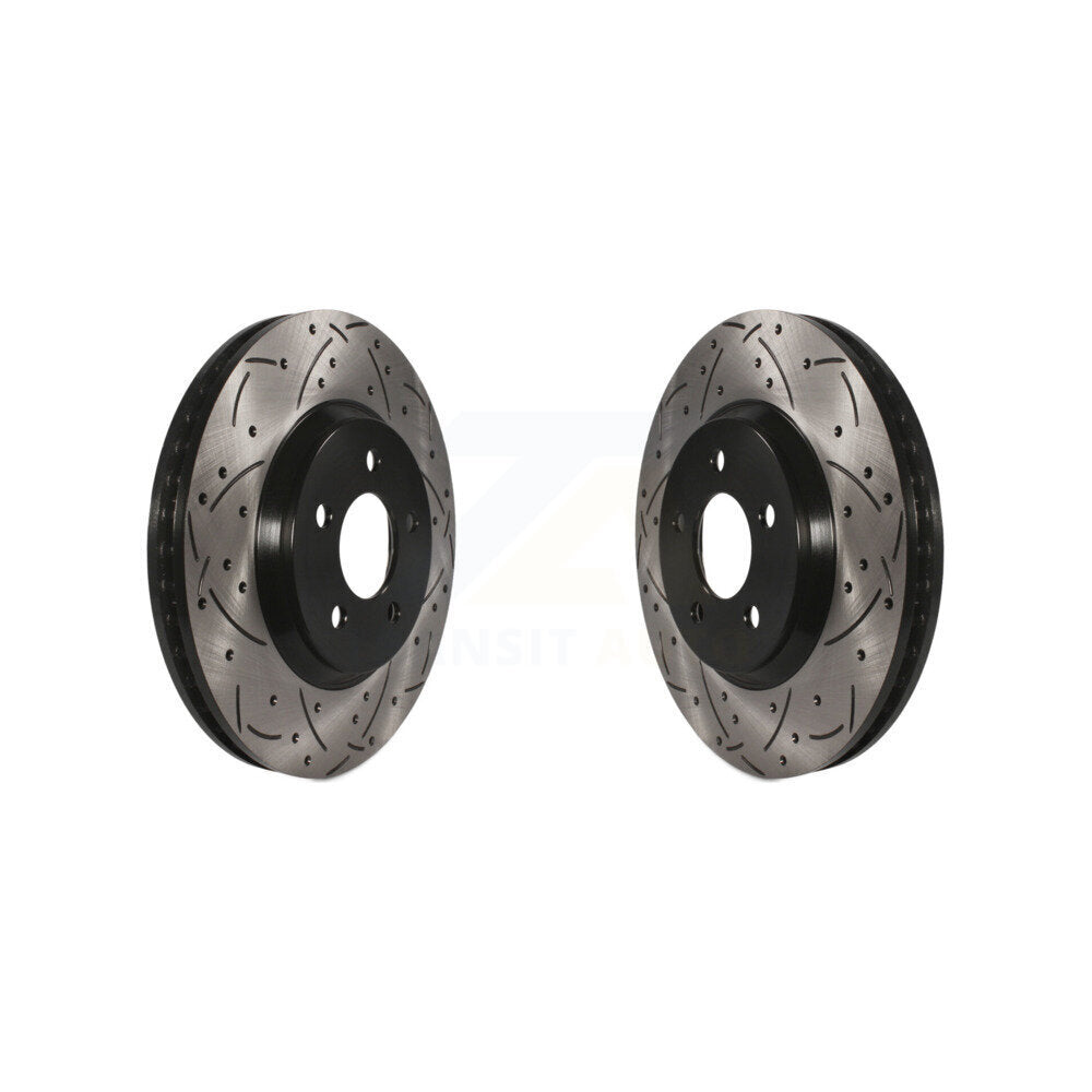 Coated Drilled Slotted Disc Brake Rotors Front Pair For Ford Mustang
