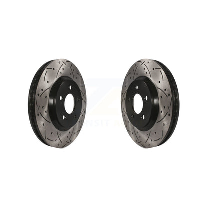 Coated Drilled Slotted Disc Brake Rotors Front Pair For Ford Mustang