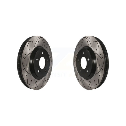 Coated Drilled Slotted Disc Brake Rotors Front Pair For Ford Mustang