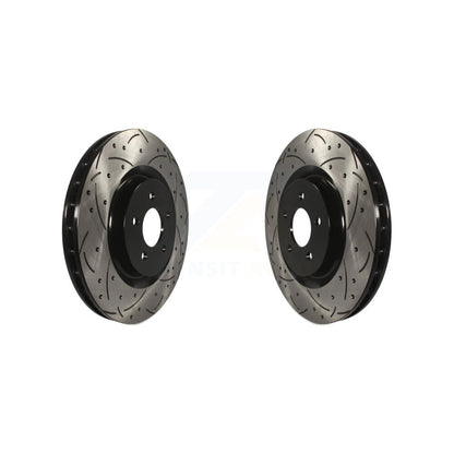Coated Drilled Slotted Disc Brake Rotors Front Pair For Ford Mustang