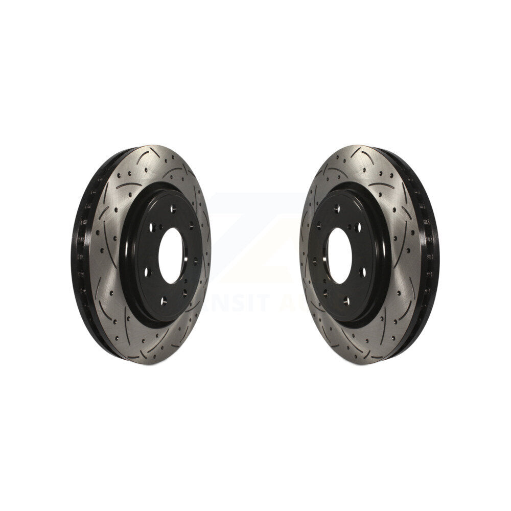 Drilled Slot Brake Rotors Front Pair For 2010-2014 Ford F-150 With 7 Lug Wheels