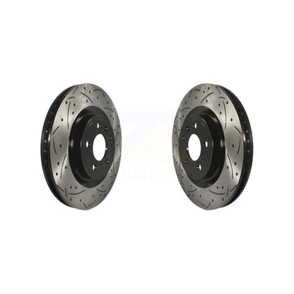 Coated Drilled Slotted Disc Brake Rotors Front Pair For Ford Mustang